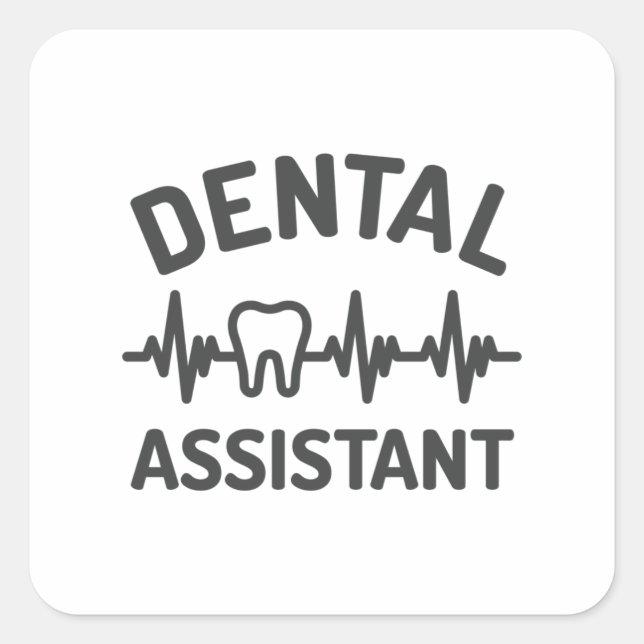 Adesivo Quadrado Assistente dentário, ekg, batimento cardíaco (Frente)