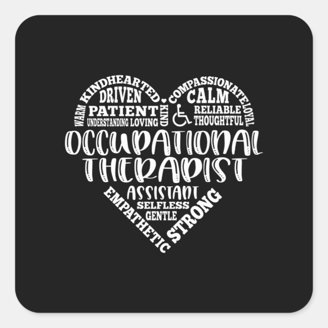 Adesivo Quadrado Assistente do terapeuta ocupacional, OTA (Frente)