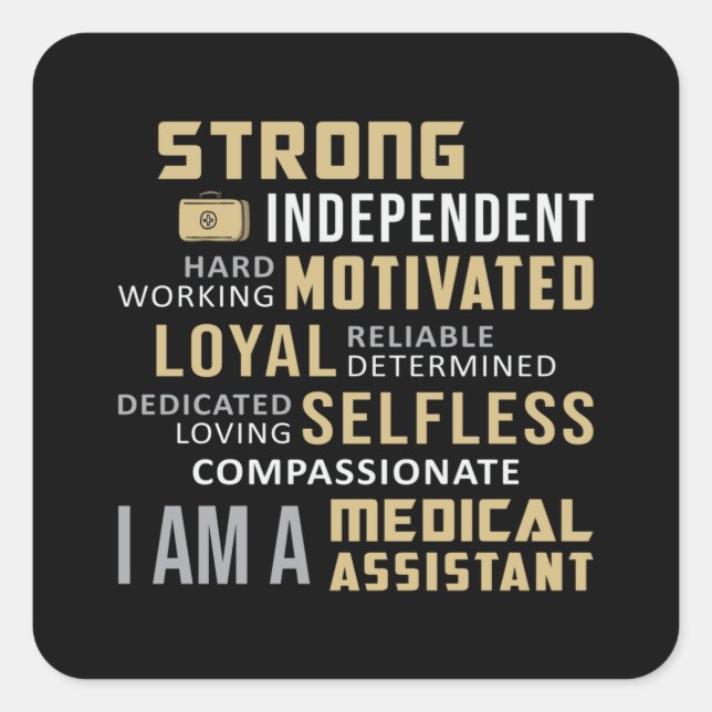 Adesivo Quadrado Assistente médico assistente assistente médico enf (Frente)