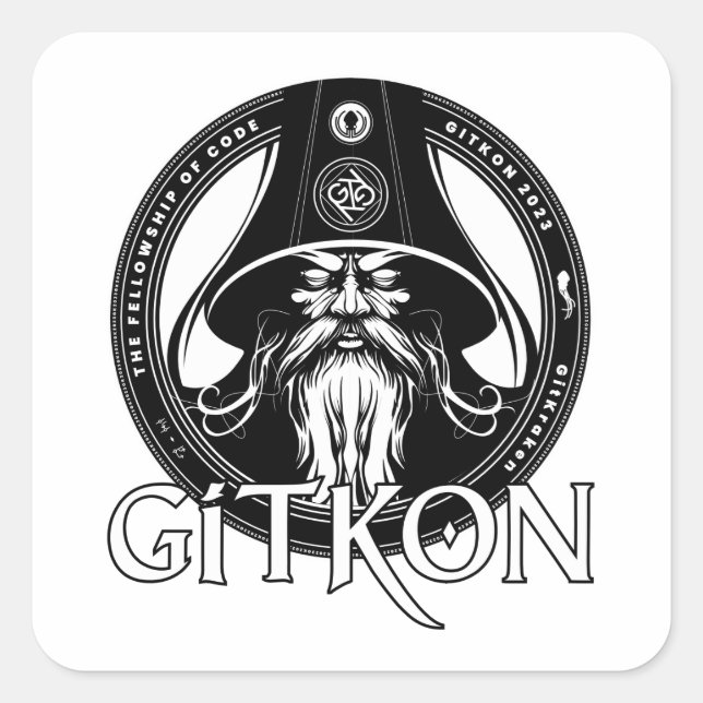 Adesivo Quadrado Assistente Sticker | GitKon: A Fellowship of Code (Frente)