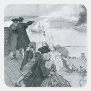 Adesivo Quadrado Assistindo à luta na ilustração Bunker Hill