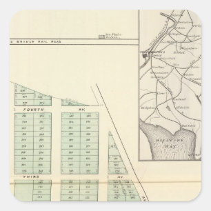 Adesivo Quadrado Associação da terra de Brigghton, lago adjacente