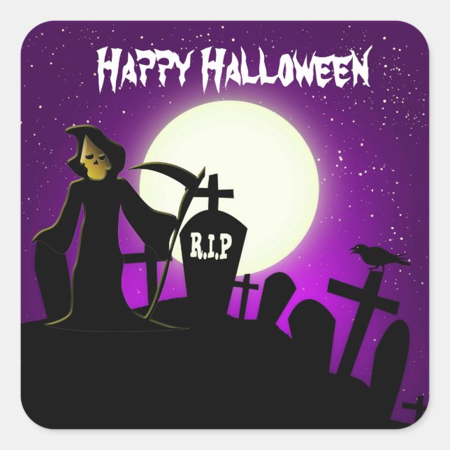 Adesivo Quadrado Assustador Halloween (Frente)