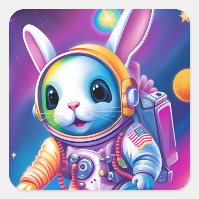 Adesivo Quadrado Astro-Bunny Stickers (Frente)