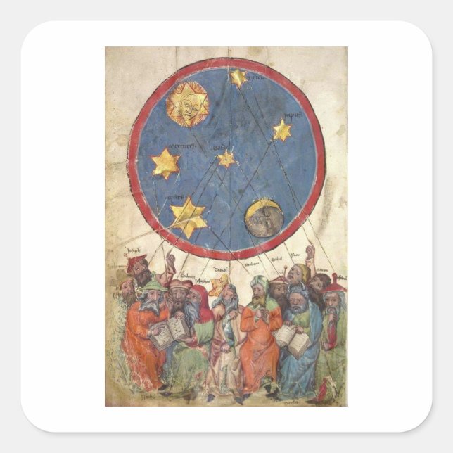 Adesivo Quadrado Astrologia. Os 7 planetas antigos e o Antigo Testa (Frente)