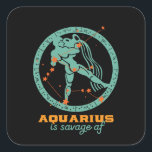 Adesivo Quadrado Astrologia Zodiac Estrela Funny Aquarius Astrology<br><div class="desc">Aquarius zodiac star e símbolo. Vintage retro design para esses nasceres em janeiro ou fevereiro. Legal e engraçada mercadoria festa de aniversário para o bebê Aquarius, rei, rainha, princesa e vida do partido. Perfeito para aqueles que amam constelação, astrologia, sigla de estrela e horóscopo. presente de Natal e excelente para...</div>
