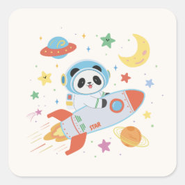 Adesivo Quadrado Astronauta azul e laranja Panda