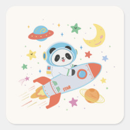 Adesivo Quadrado Astronauta azul e laranja Panda