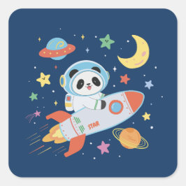 Adesivo Quadrado Astronauta azul e laranja Panda