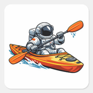 Adesivo Quadrado . Astronauta Caiaque