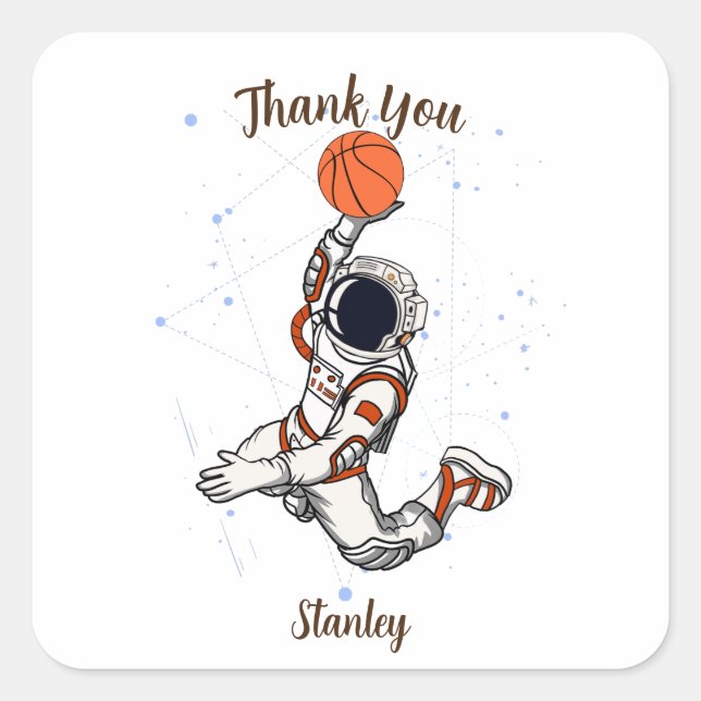 Adesivo Quadrado Astronauta Cinto Galáxia Espacial Exterior Basquet (Frente)