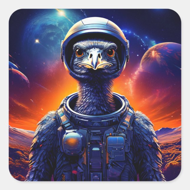Adesivo Quadrado Astronauta de Ostrich (Frente)