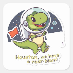 Adesivo Quadrado Astronauta Dinossauro Sticker   Arma Espacial Pré-