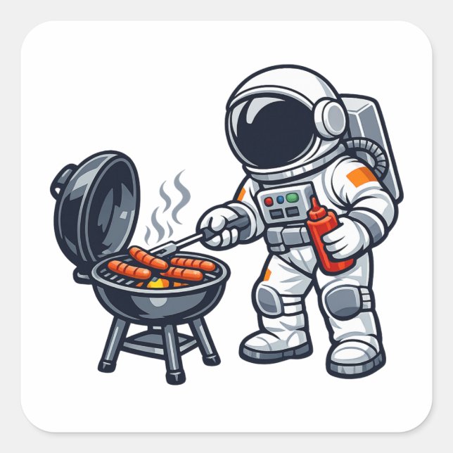 Adesivo Quadrado Astronauta Grelhando (Frente)