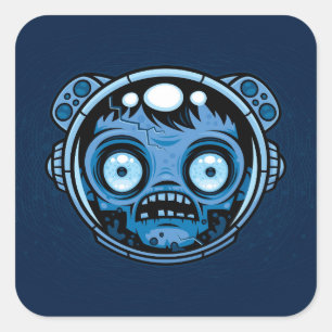 Adesivo Quadrado Astronauta Zombie
