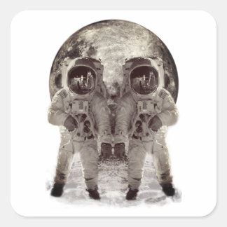Adesivo Quadrado Astronautas de Crânio Alien