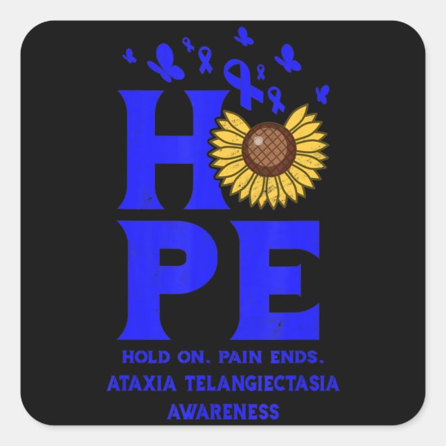 Adesivo Quadrado Ataxia Telangiectasia Blue Hope Vintage Girassol (Frente)
