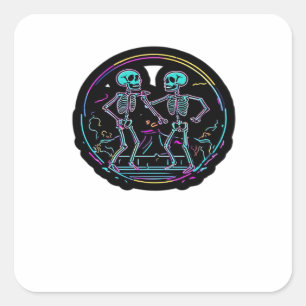 Adesivo Quadrado Até Morte, Fizemos Partido Skeleton Dance Party - 