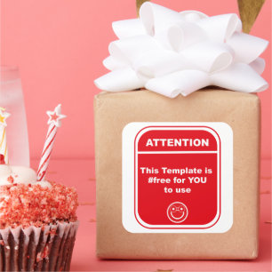 Adesivo Quadrado Atenção Este Modelo é #livre para usar o Cutomize