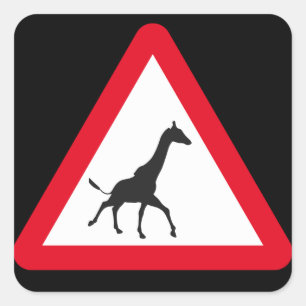 Adesivo Quadrado Atenção: Girafa atravessando!