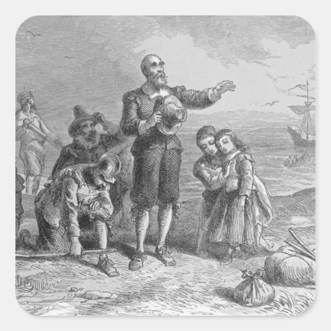 Adesivo Quadrado Aterragem dos peregrinos, 1620 (Frente)