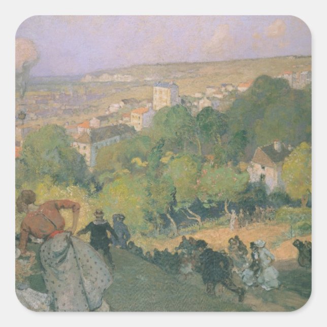 Adesivo Quadrado Aterrissagem com balão na Pré-Rua-Gervais, c.1885 (Frente)