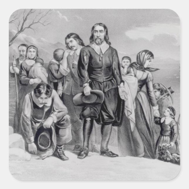 Adesivo Quadrado Aterrissagem dos peregrinos (Frente)