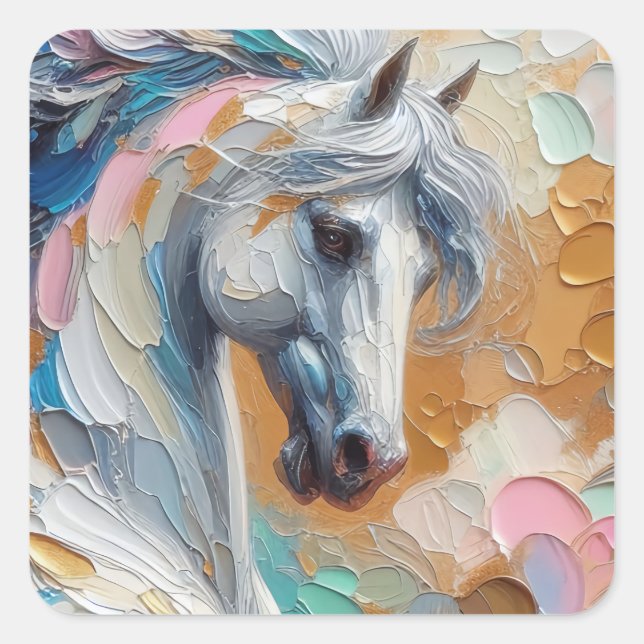 Adesivo Quadrado Athena Horse Impressionist Art Sticker (Frente)