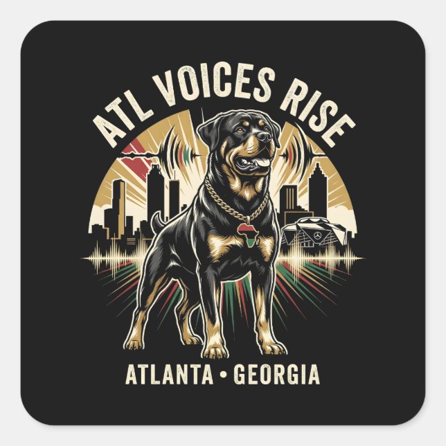Adesivo Quadrado Atlanta Georgia Rottweiler Cultural Pride Art (Frente)