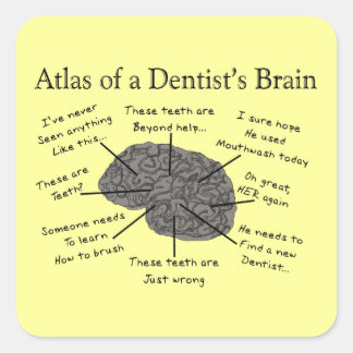 Adesivo Quadrado Atlas do Cérebro de Dentista
