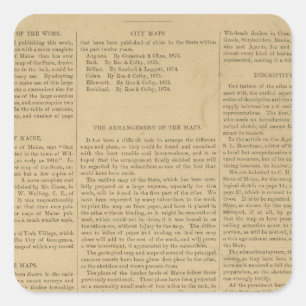 Adesivo Quadrado Atlas do prefácio do estado de Maine