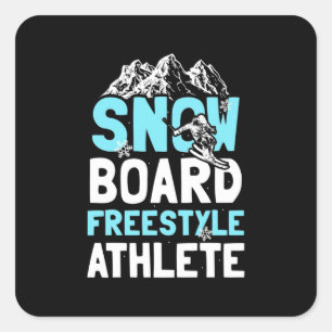 Adesivo Quadrado Atleta Snowboard Freestyle