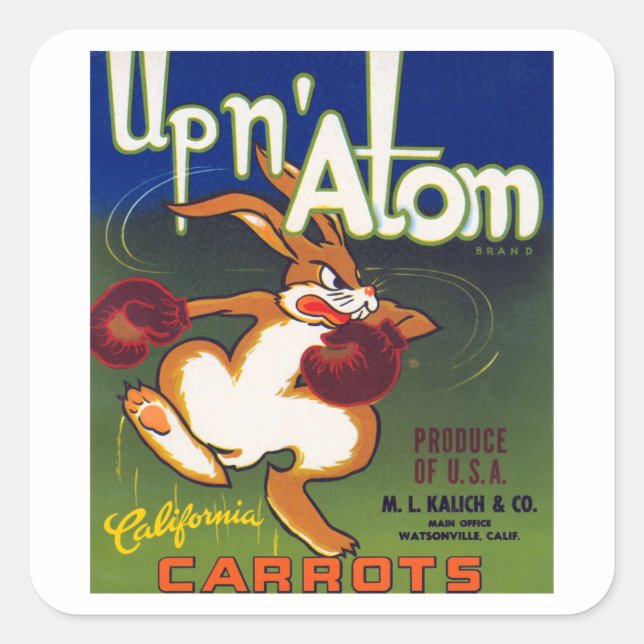 Adesivo Quadrado Atom California Carrots (Frente)