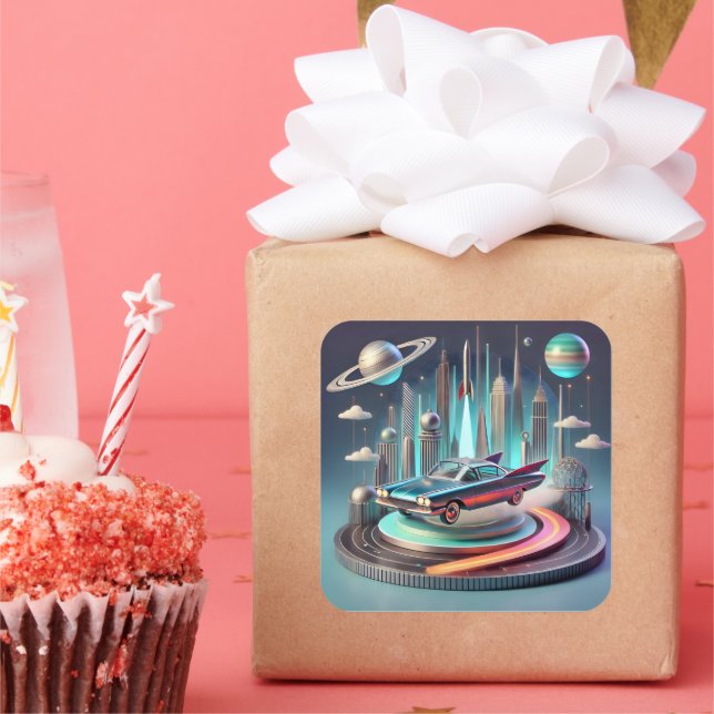 Adesivo Quadrado Atomic Futuristic Big Fins Coupe Car (Festa)