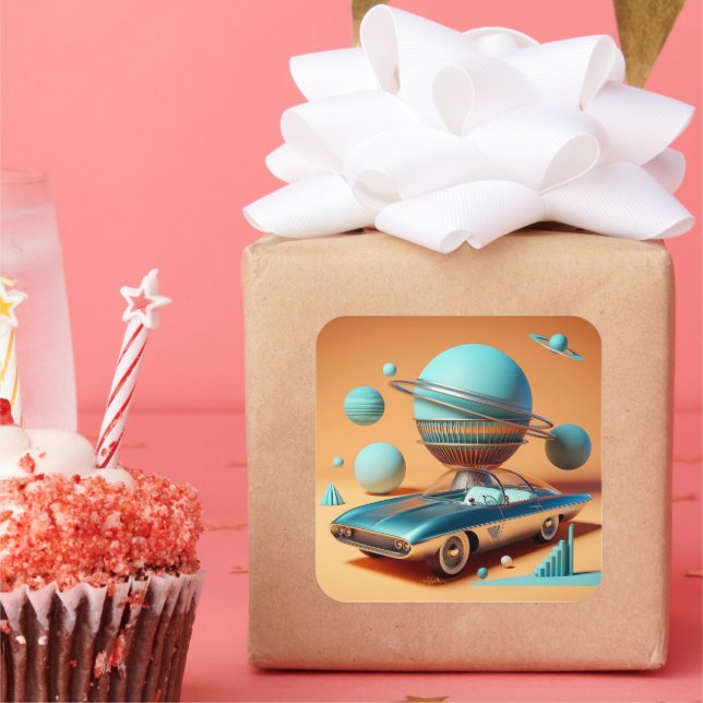 Adesivo Quadrado Atomic Futuristic Sky View Cruiser Car  (Festa)