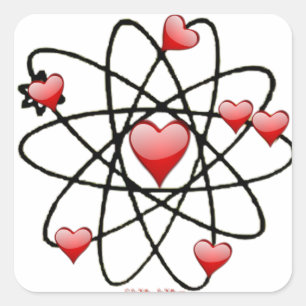 Adesivo Quadrado Atomic Valentine Corações Vermelhos