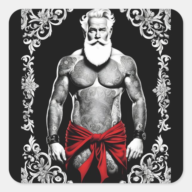 Adesivo Quadrado Auch der Weihnachtsmann wünscht ein frohes Fest l (Frente)