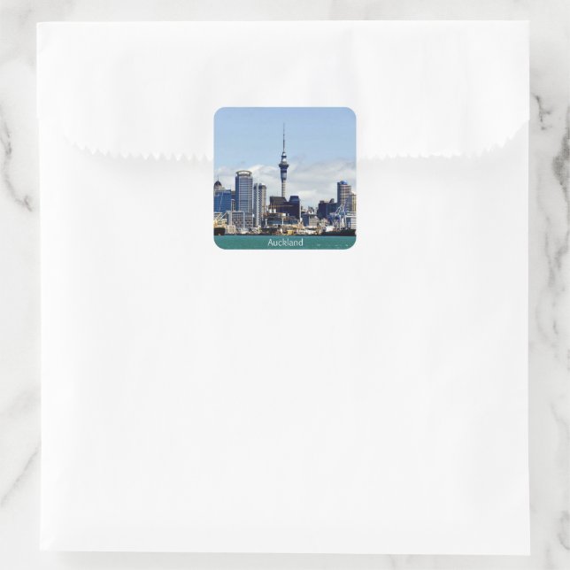 Adesivo Quadrado Auckland Skyline (Bolsa)