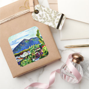 Adesivo Quadrado August Macke - Paisagem Primavera em Tegernsee