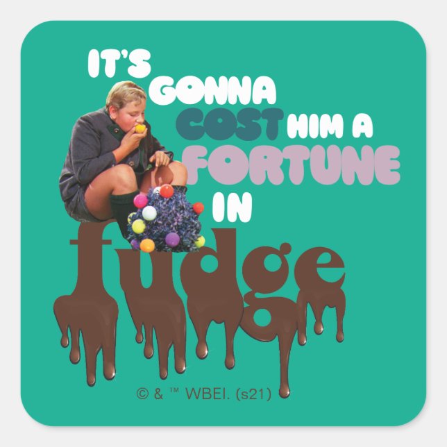 Adesivo Quadrado Augustus Gloop - Uma Fortuna em Fudge (Frente)