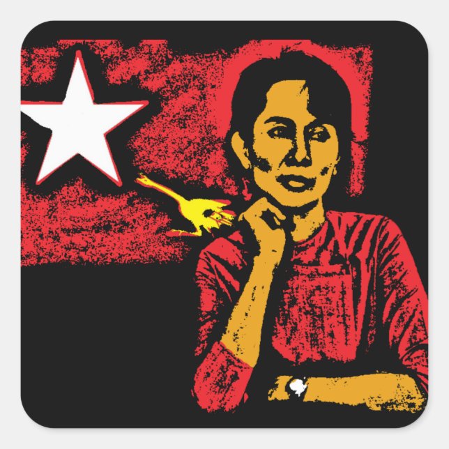 Adesivo Quadrado Aung San Suu Kyi (Frente)