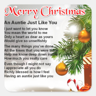 Adesivo Quadrado Auntie Poema - design do Natal