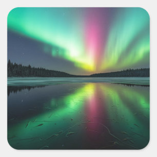 Adesivo Quadrado Aurora Boreal