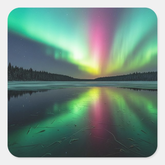 Adesivo Quadrado Aurora Boreal (Frente)