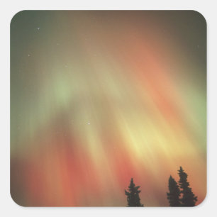Adesivo Quadrado Aurora Boreal, Luzes do Norte, Fairbanks