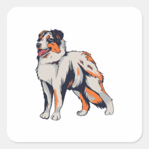 Adesivo Quadrado Aussie - Cão Pastor Australiano