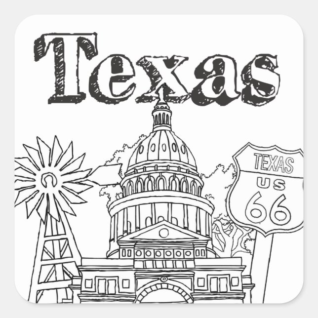Adesivo Quadrado Austin Texas Art Vacation Texas Souvenir Design (Frente)
