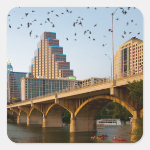 Adesivo Quadrado Austin, Texas com Bats