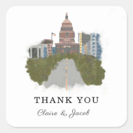 Adesivo Quadrado Austin Texas Obrigado
