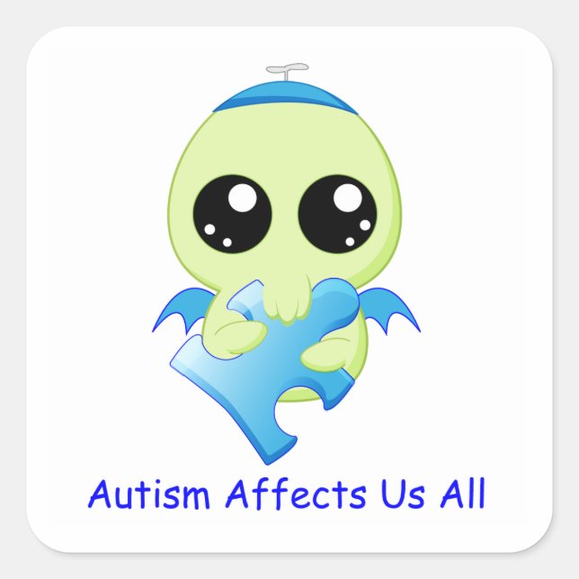 Adesivo Quadrado Autismo Afeta - Baby Cthulhu (Frente)